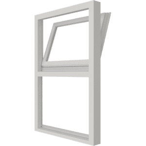 Draai-kiepraam (boven) en vast glas verticaal | 2 vakken | hout