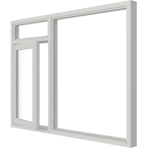 Draairaam met bovenlicht (links) en vast glas | 3 vakken | hout