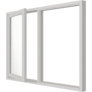 Draairaam (links) en vast glas | 2 vakken | hout