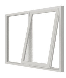 Uitzetraam (rechts) en vast glas | 2 vakken | hout